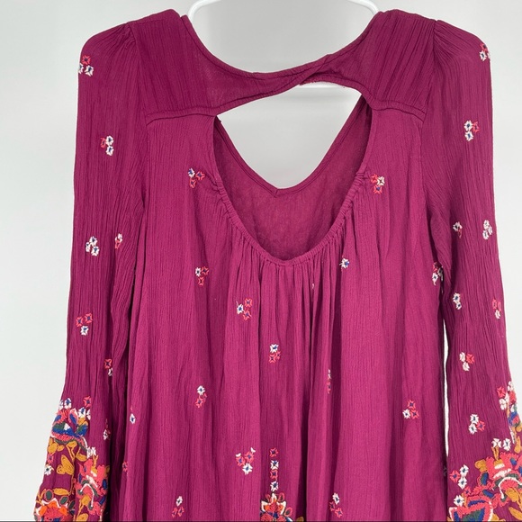 FREE PEOPLE OXFORD BABY DOLL FLORAL EMBROIDERED DRESS EXTRA SMALL - Picture 8 of 12